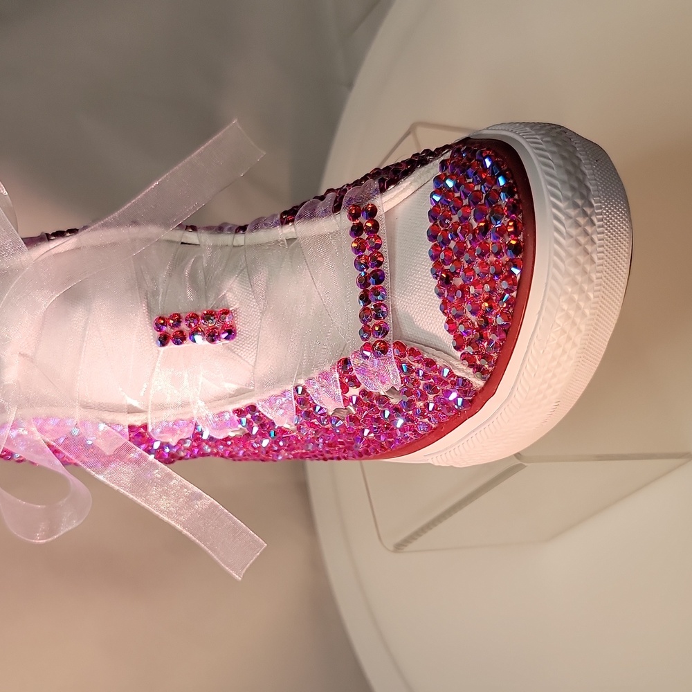 Converse Kids' Pink Rhinestone High-Top Sneakers - Picture 3 of 7